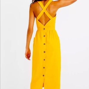Madewell Yellow Garment-Dyed Apron Midi Dress- Size 4 - Pristine Condition